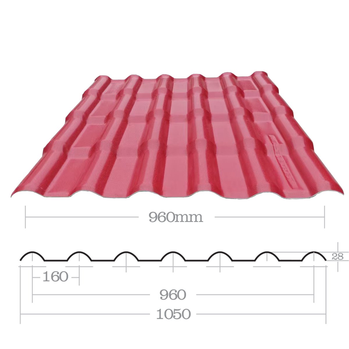 1050 ASA spanish synthetic roof tile